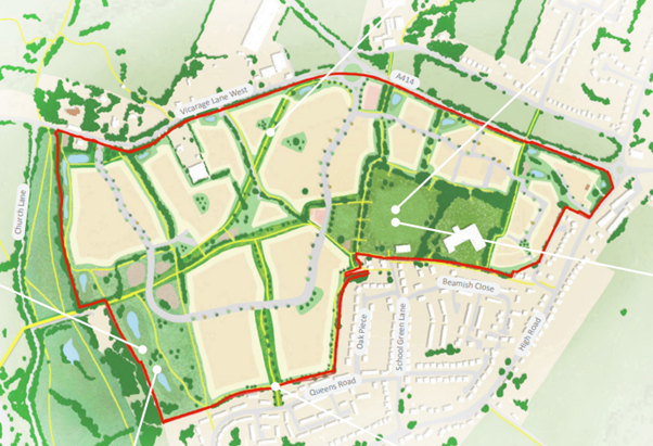 Image of the proposed North Weald Bassett Masterplan Site