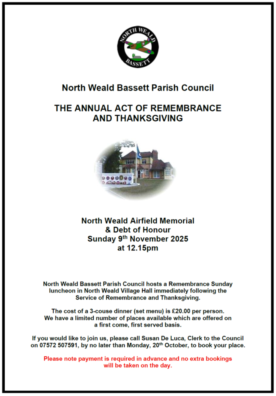 Details of the remembrance sunday service 2025